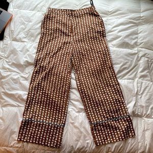 NWOT TOPSHOP satin wide leg pants with polka dot